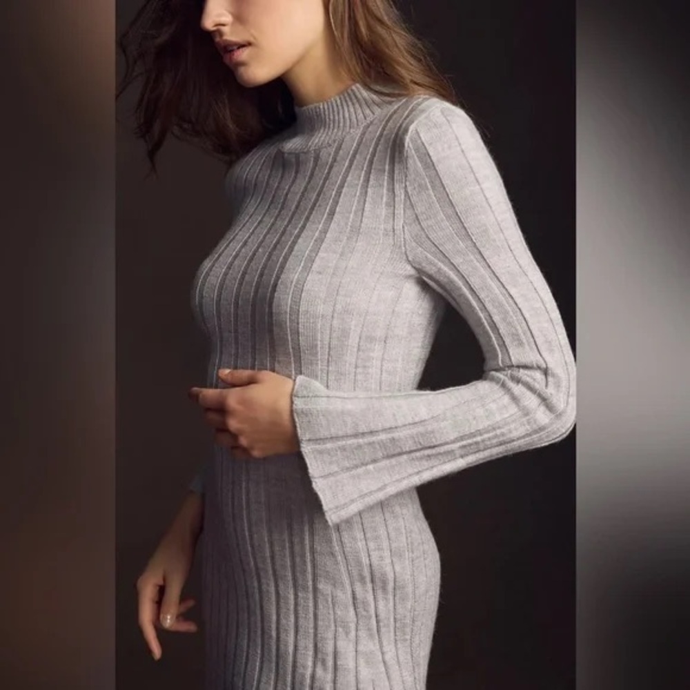 Anthropologie | By Anthropologie Long-Sleeve A-Line Sweater Mini Dress Plus - Picture 2 of 6